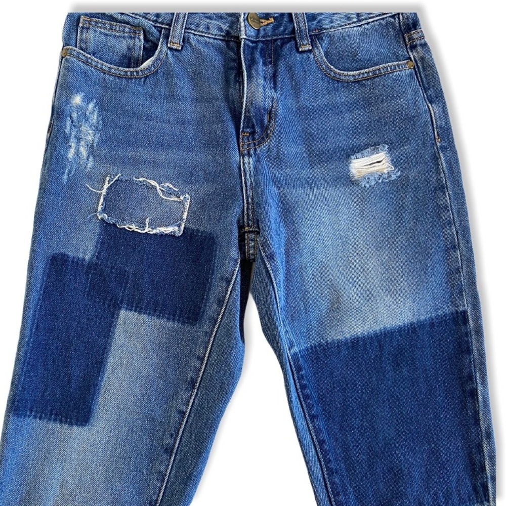 MO & Co. Distressed Denim Capris Blue Size 25 - Picture 6 of 12